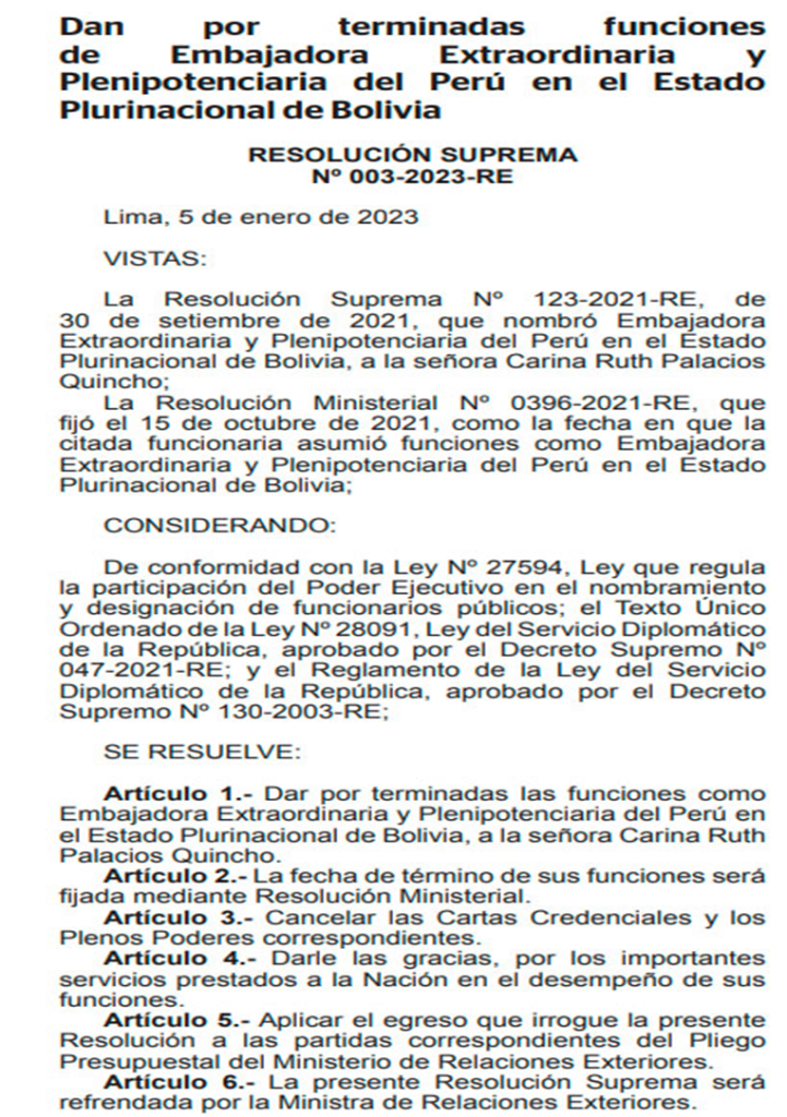 Cancillería Retira A Embajadora De Perú En Bolivia Quien Es Persona